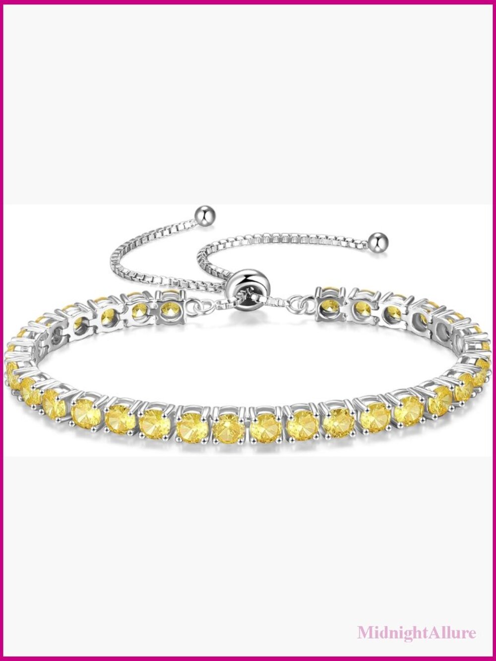 Sterling Silver Tennis Bracelet Adjustable Bolo Chain Fine Jewelry